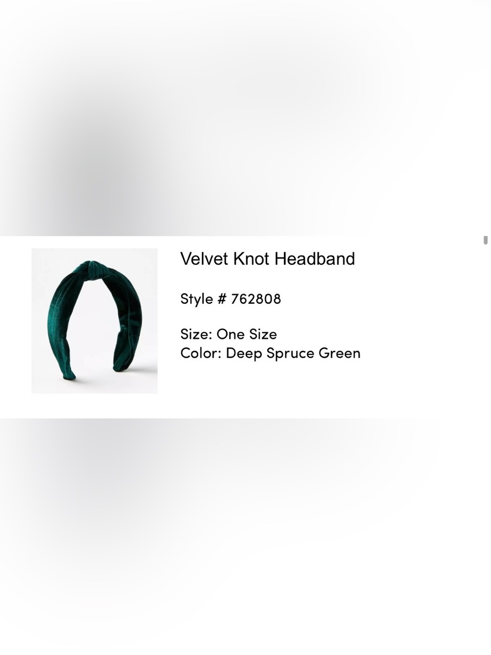 LOFT Emerald Velvet Knotted Headband - Picture 2 of 5